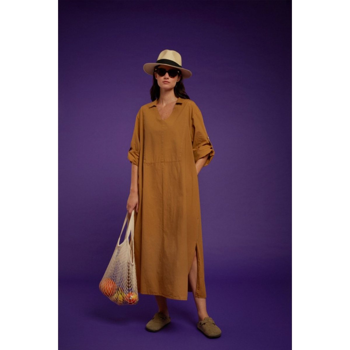 CHLOE STORA Robe MANGUE Camel