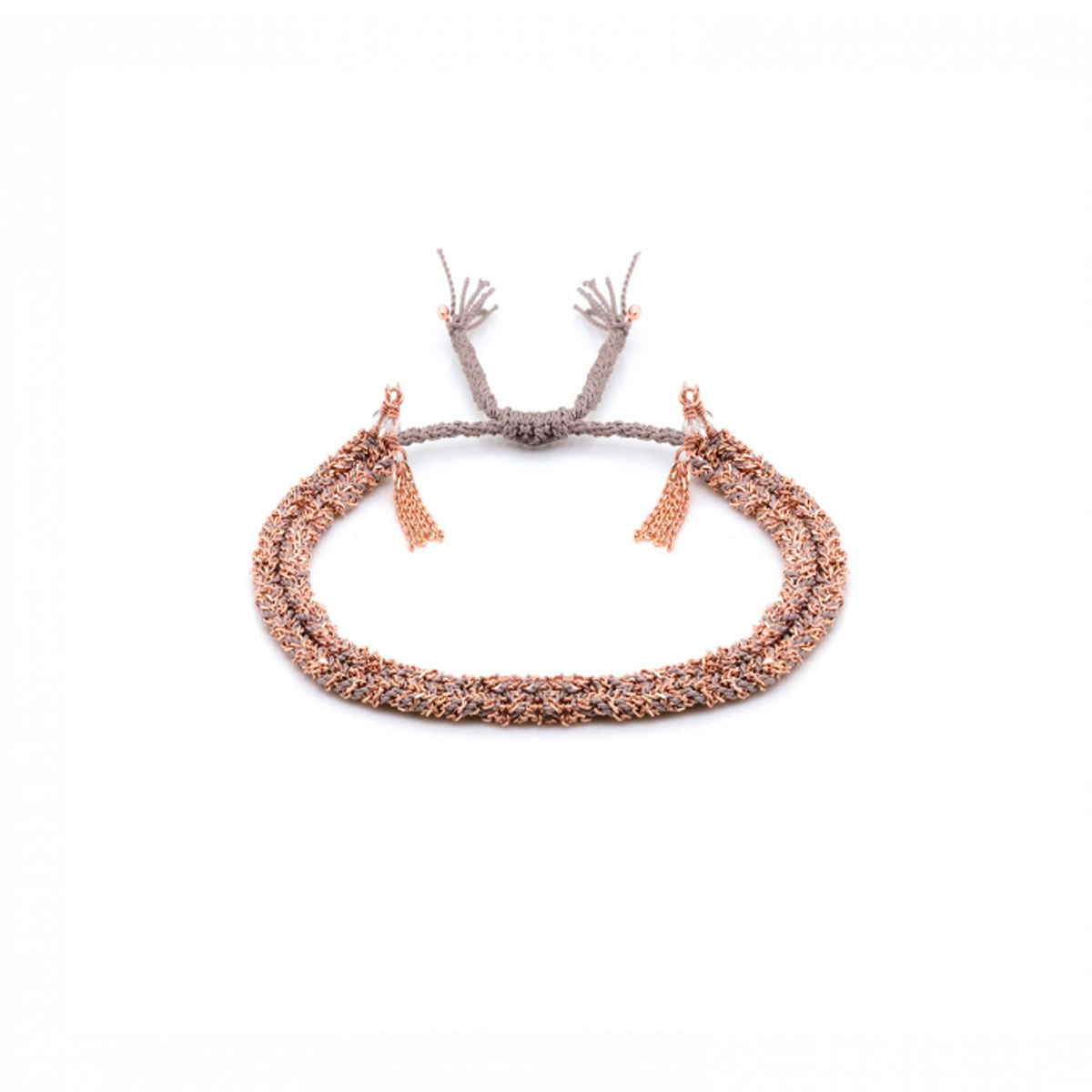 Marie Laure CHAMOREL Bracelet 183 tressé PINK GOLD GREY