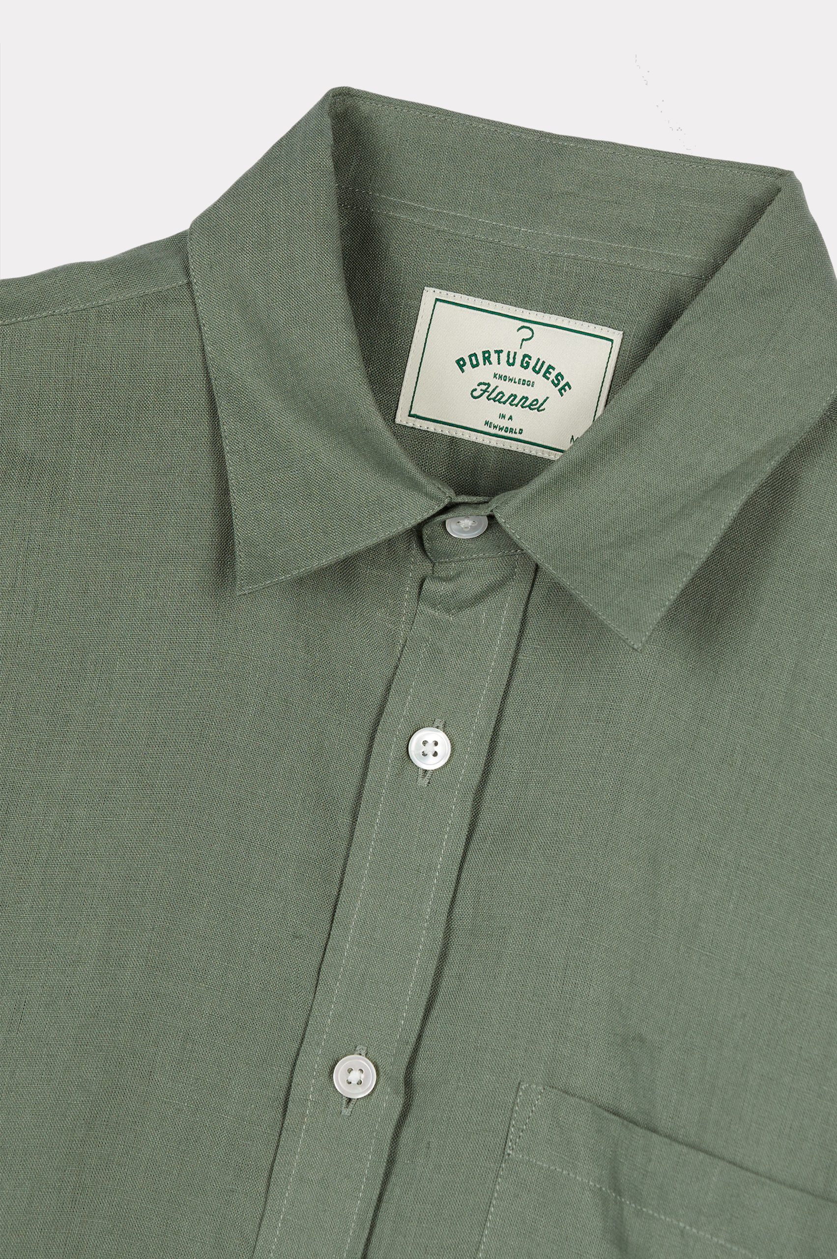 PORTUGUESE FLANNEL Chemise LINEN Dry green