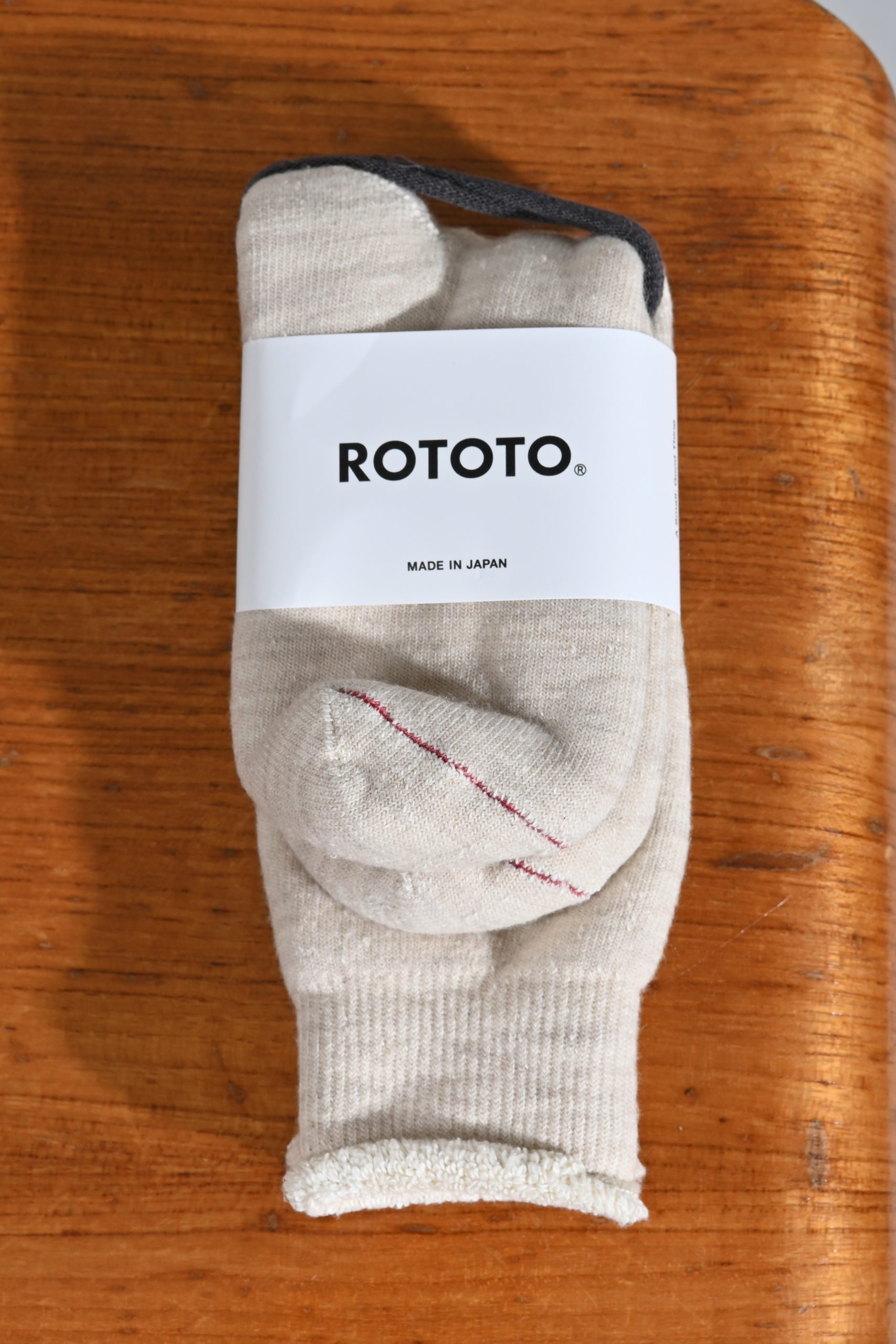 ROTOTO Double face crew socks Merinowool & Brown og Oatmeal