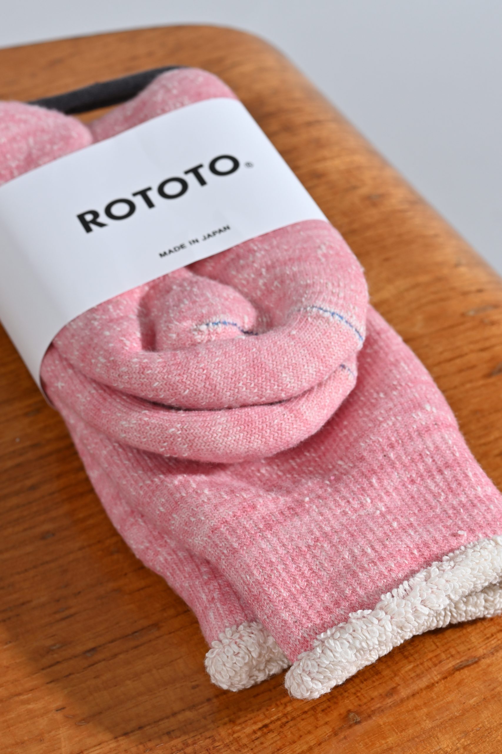 ROTOTO Double face crew socks Merinowool & Brown og Pink