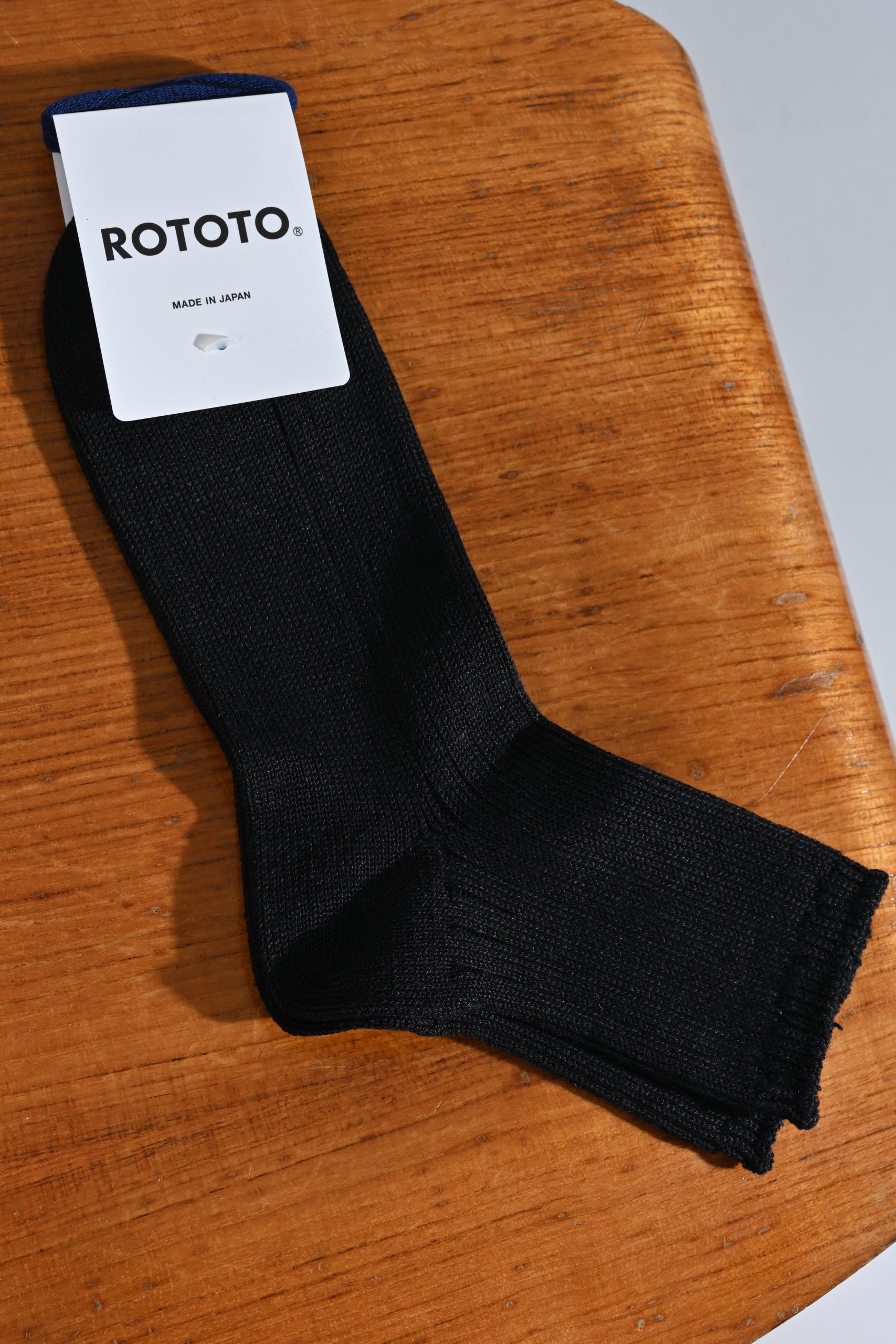 ROTOTO Linen Cotton ribbed Anckle socks Black