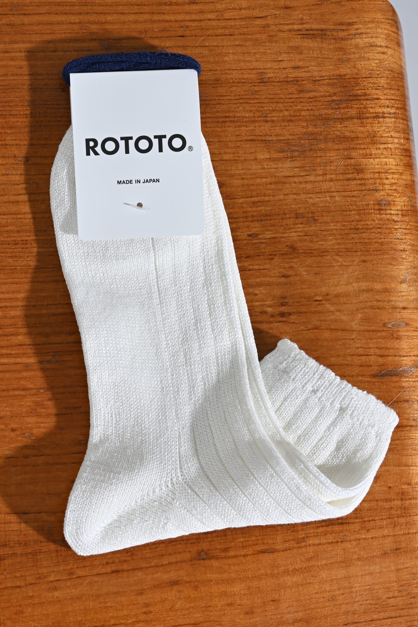 ROTOTO Linen Cotton ribbed Anckle socks Off-white
