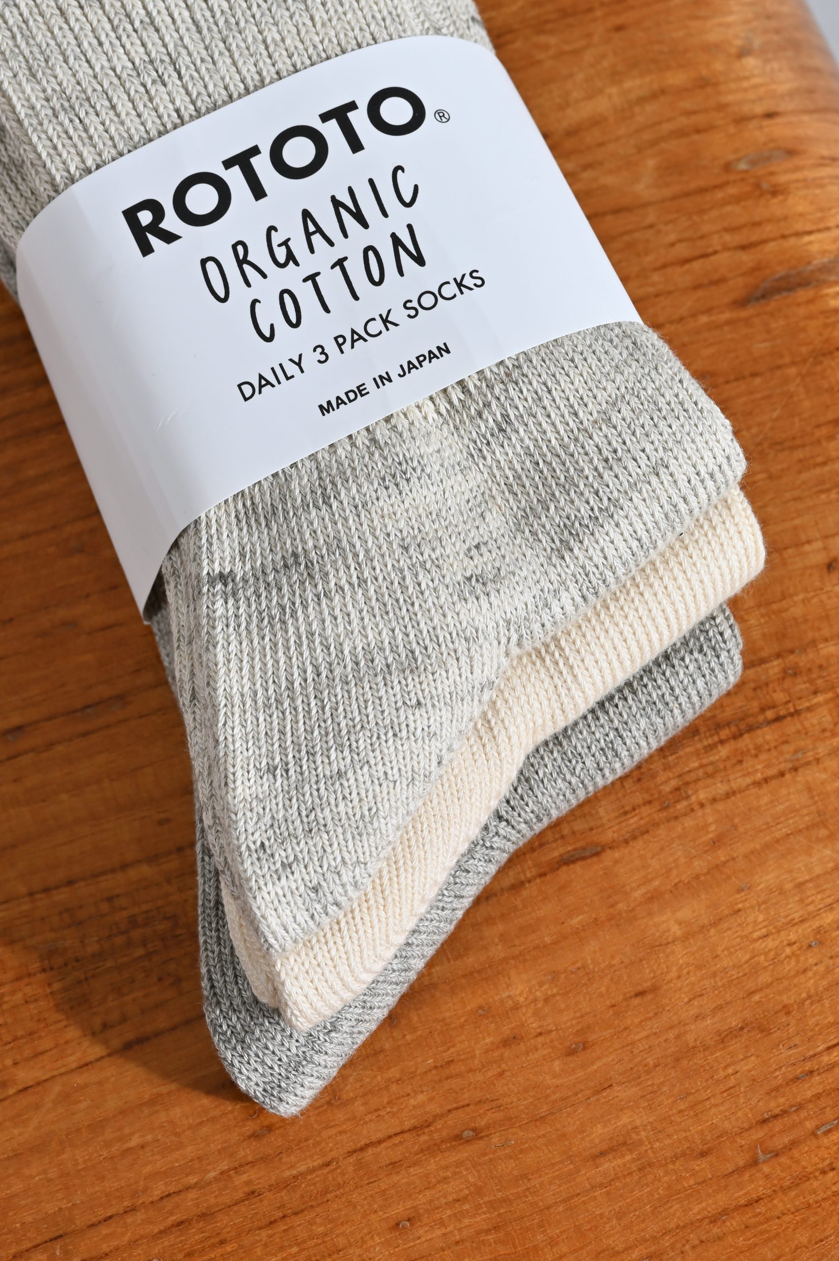 ROTOTO Organic DAILY 3 PACK ribbed crew socks
