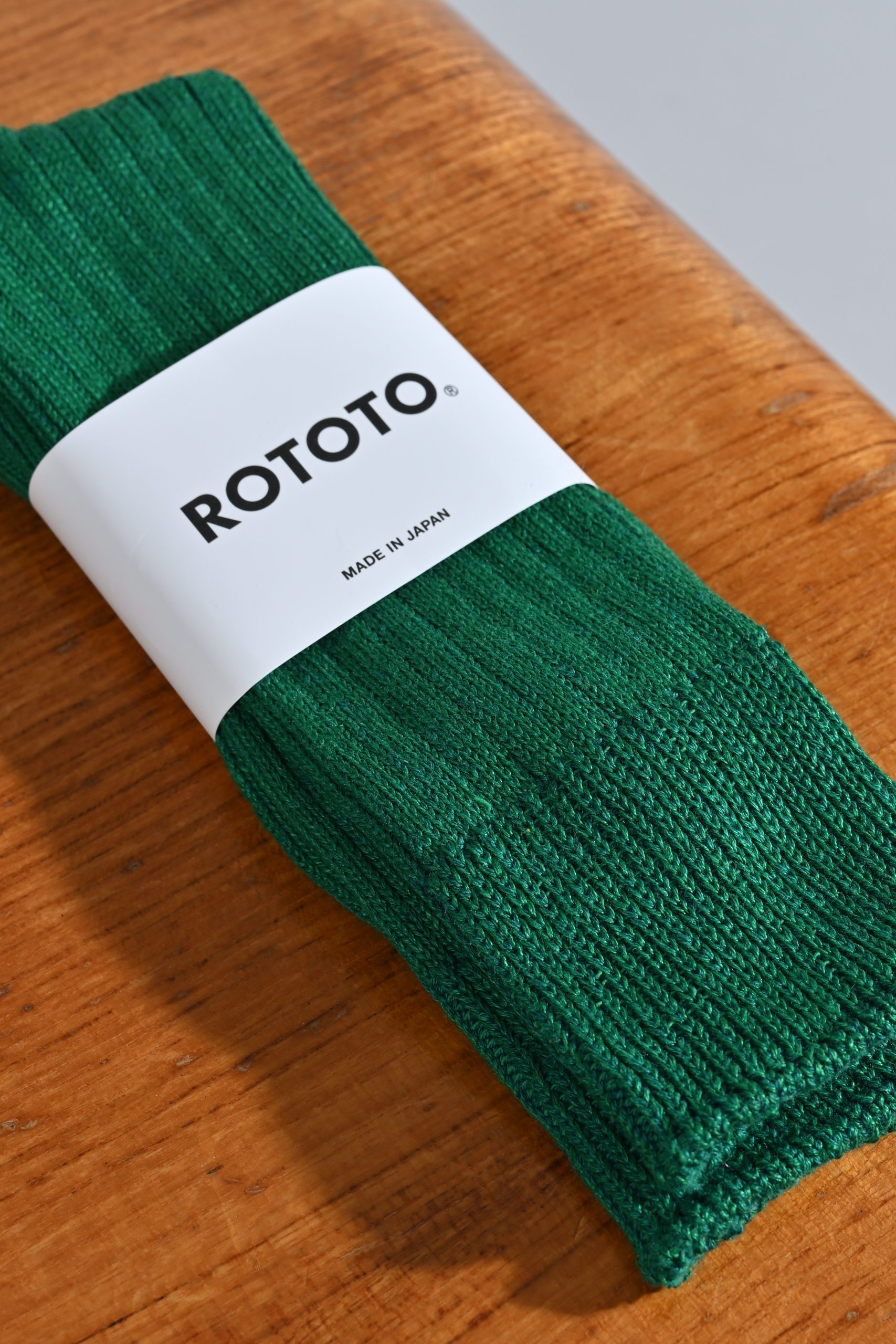 ROTOTO Linen cotton ribbed crew socks Green