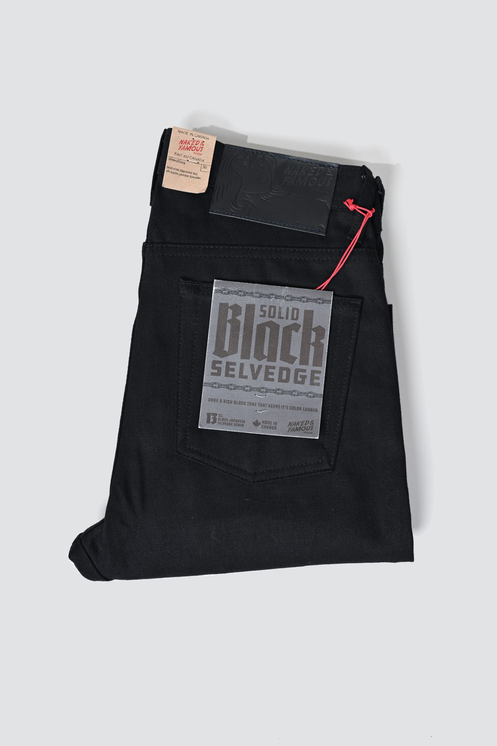 NAKED and FAMOUS Jeans Weird Solid BLACK SELVEDGE