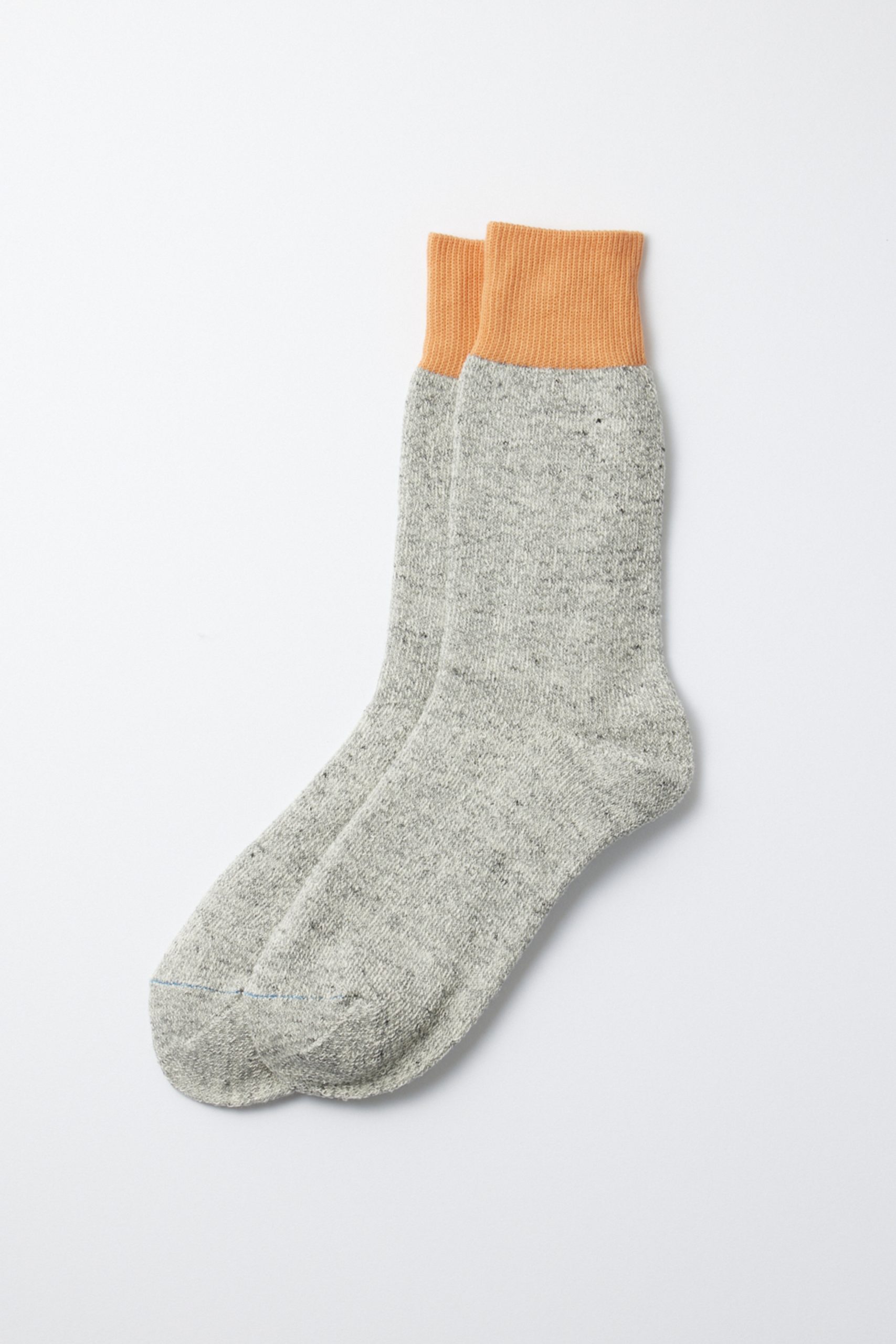 ROTOTO Double face crew socks silk&cotton Orange/ Gray