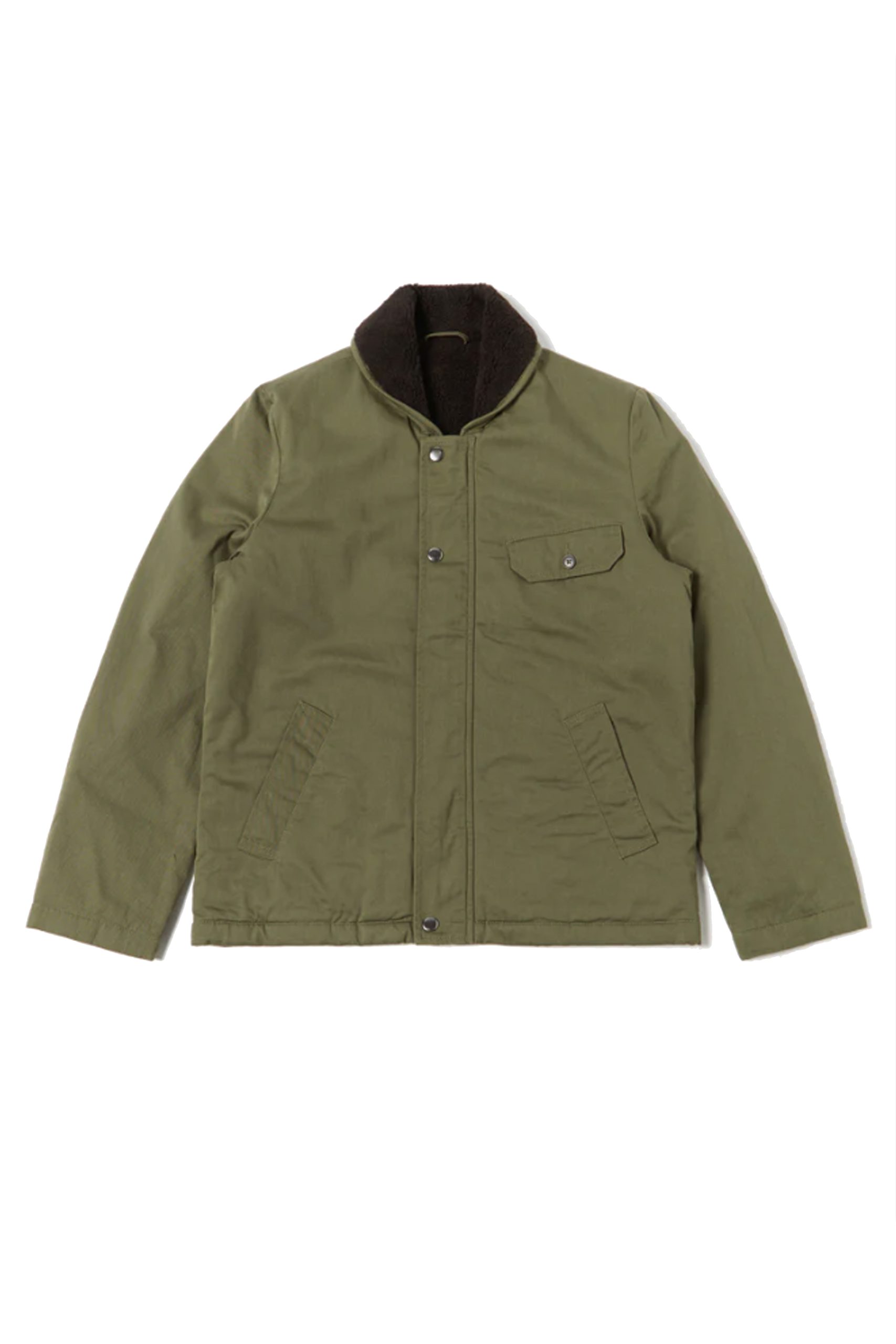 UNIVERSAL WORKS Reversible N1 Jacket in light olive Twill/ Sherp