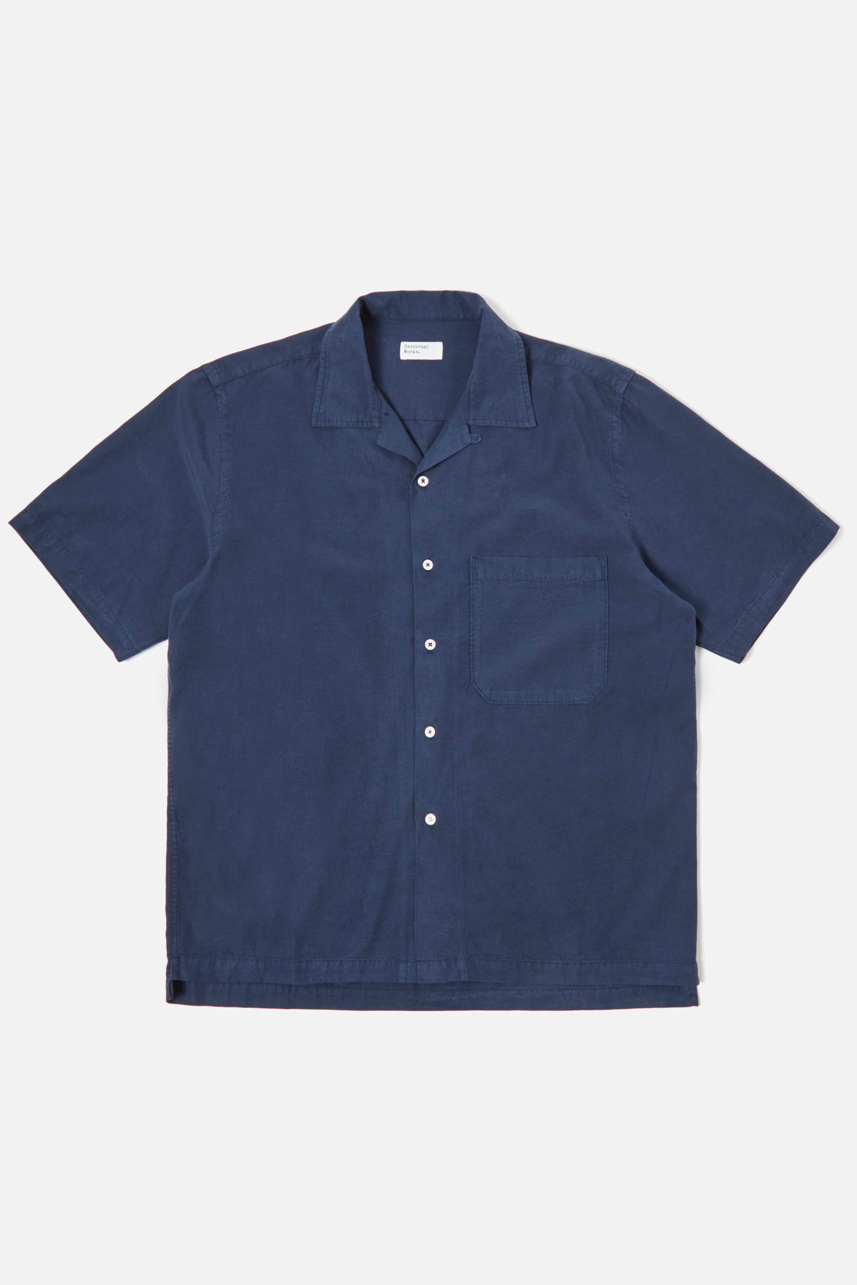 UNIVERSAL WORKS Camp Shirt II In Navy Gardenia Lycot