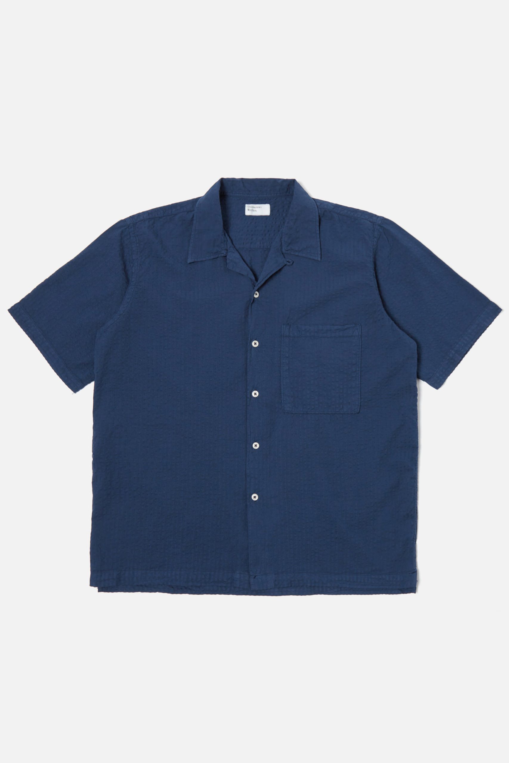 UNIVERSAL WORKS Camp Shirt II In Navy Onda Cotton