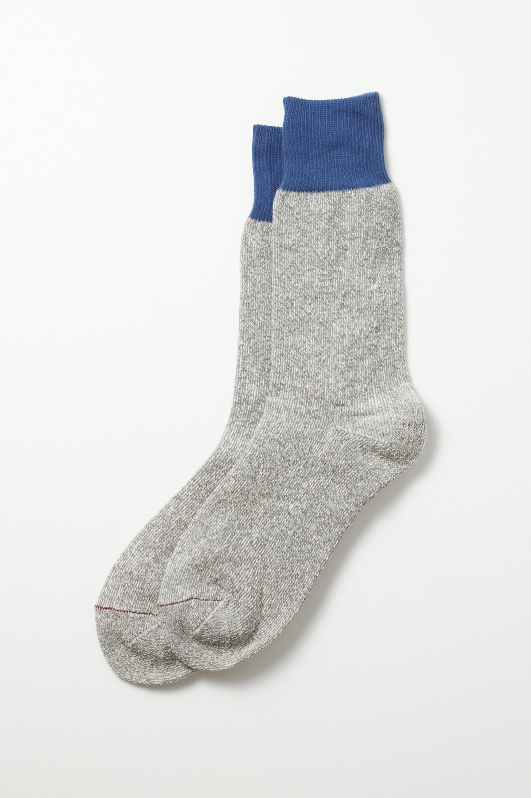 ROTOTO Double face crew socks silk&cotton Blue/ Gray