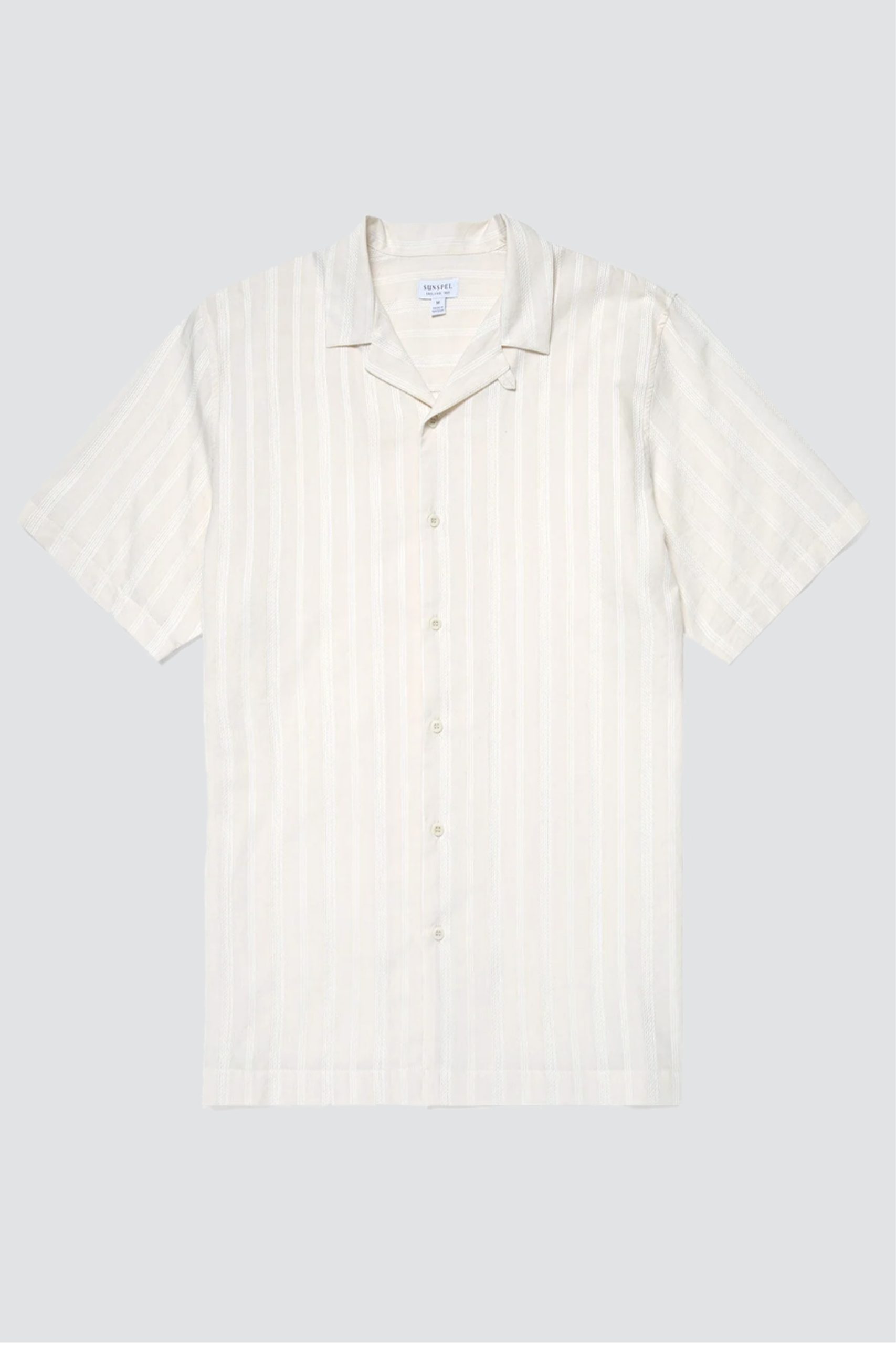 SUNSPEL EMBROIDERED Stripes Camp collar shirt Ecru