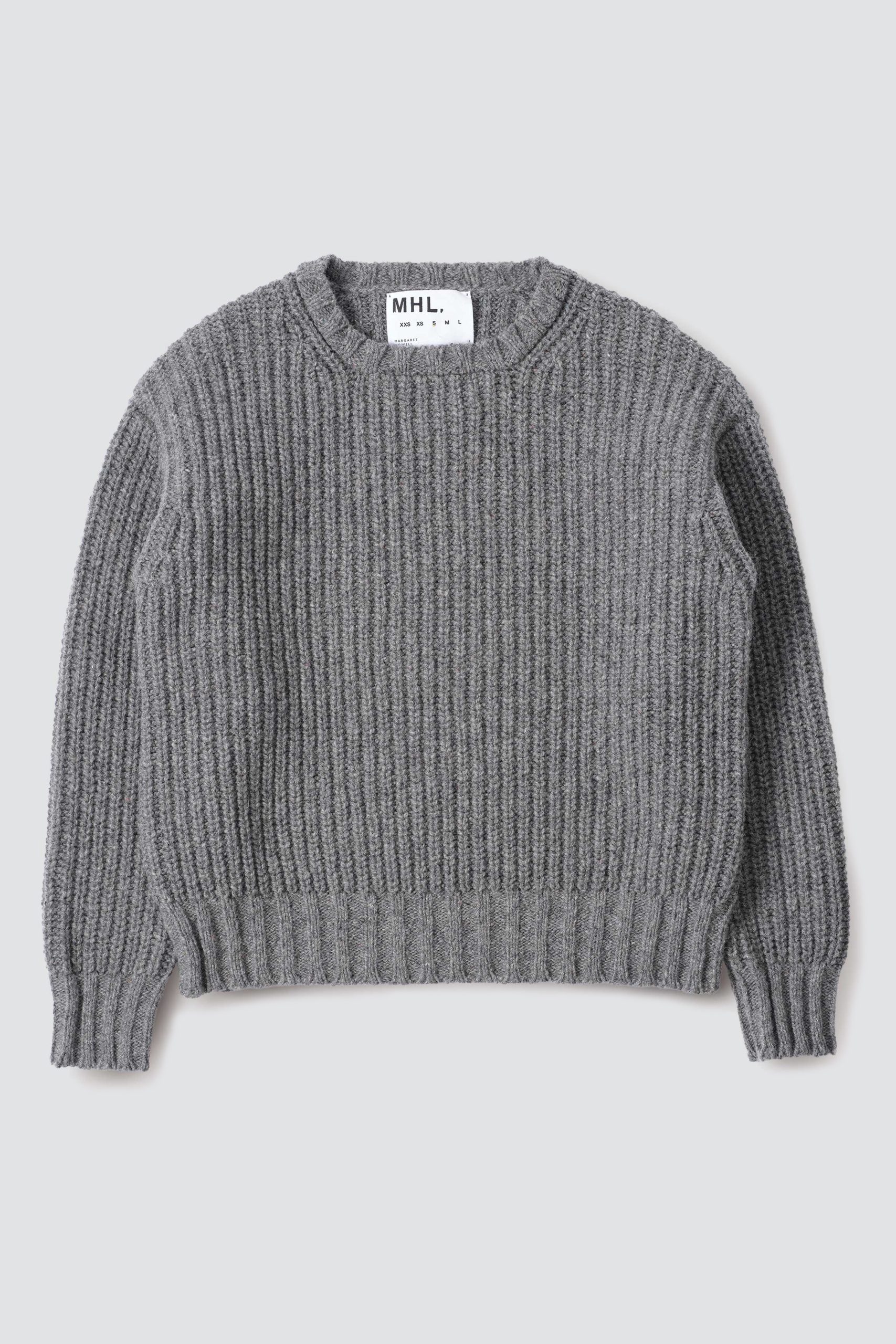 MHL Cropped Fishermans Crew Recycled British Wool Stone grey
