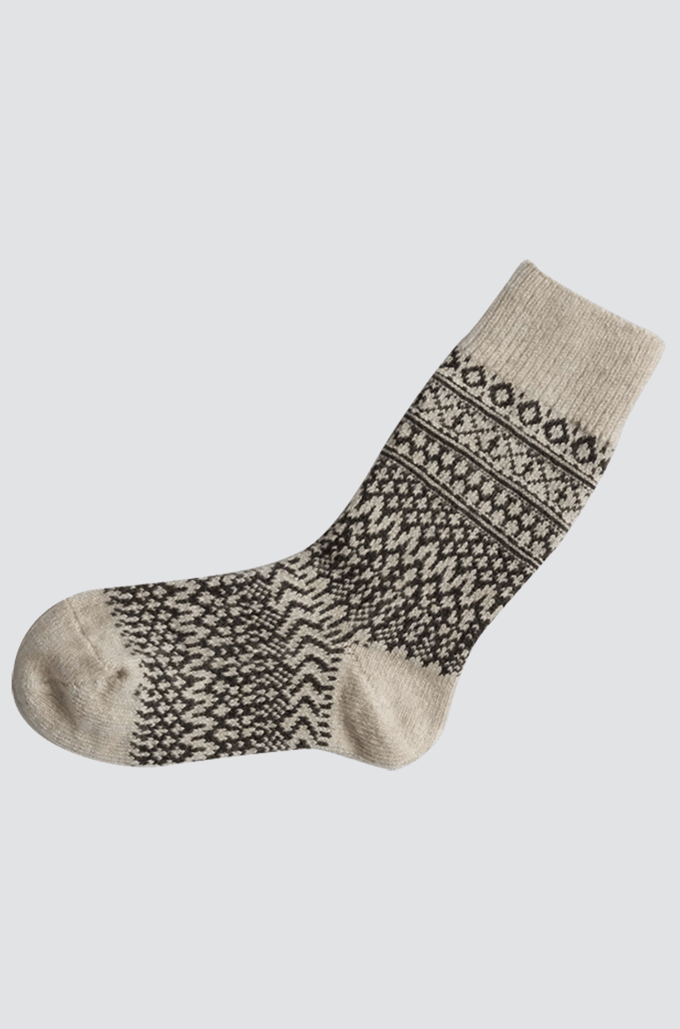 KNITWIN NISHIGUCHI Wool Jacquard socks Oatmeal