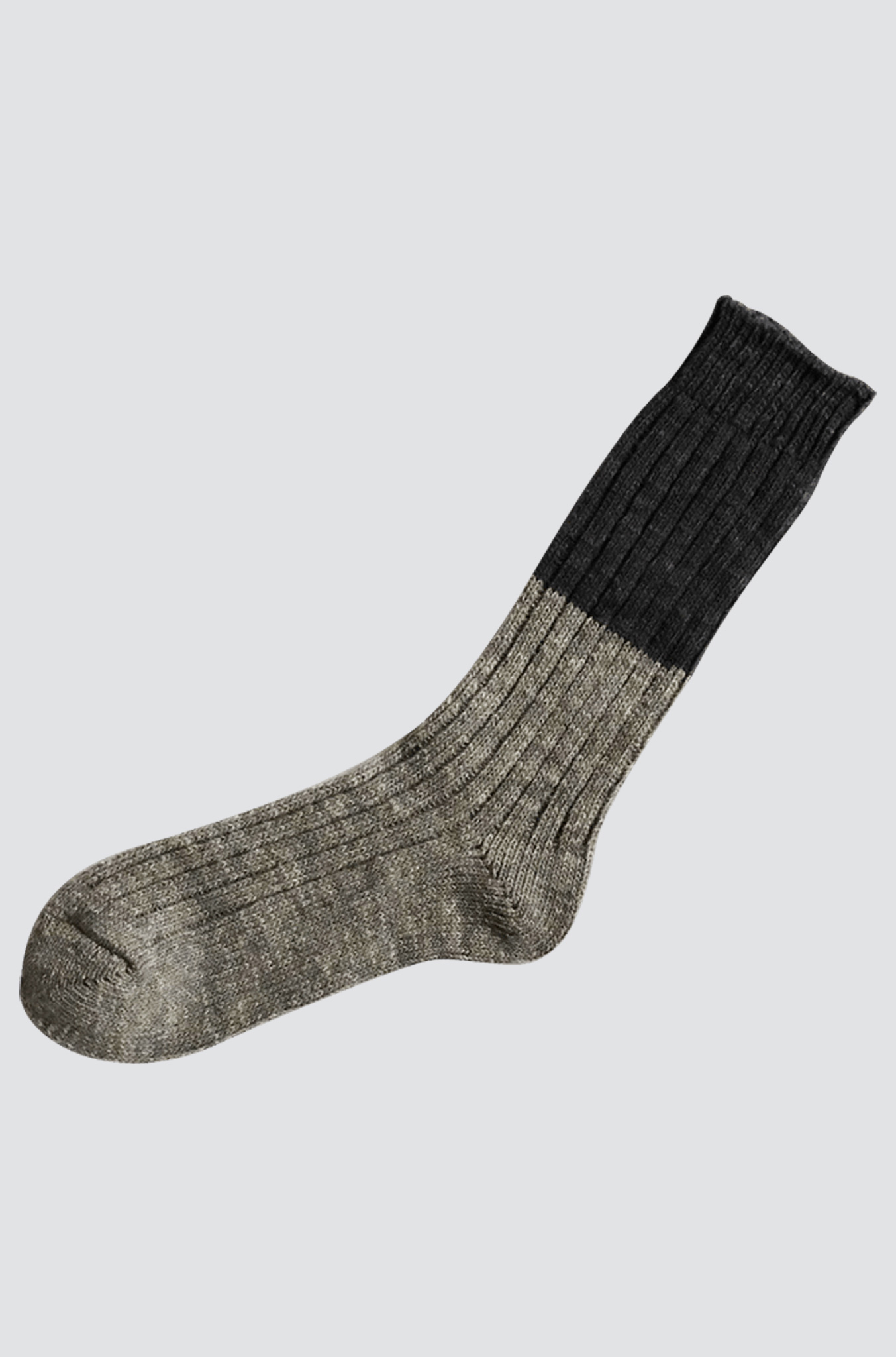 KNITWIN NISHIGUCHI Wool Cotton Slab Charcoal socks