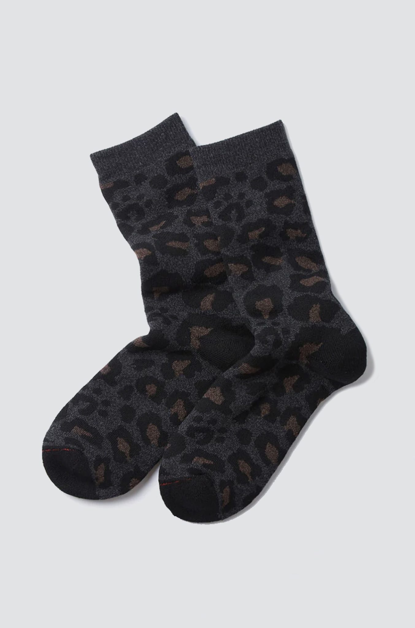 ROTOTO Pile Leopard Crew Socks Charcoal