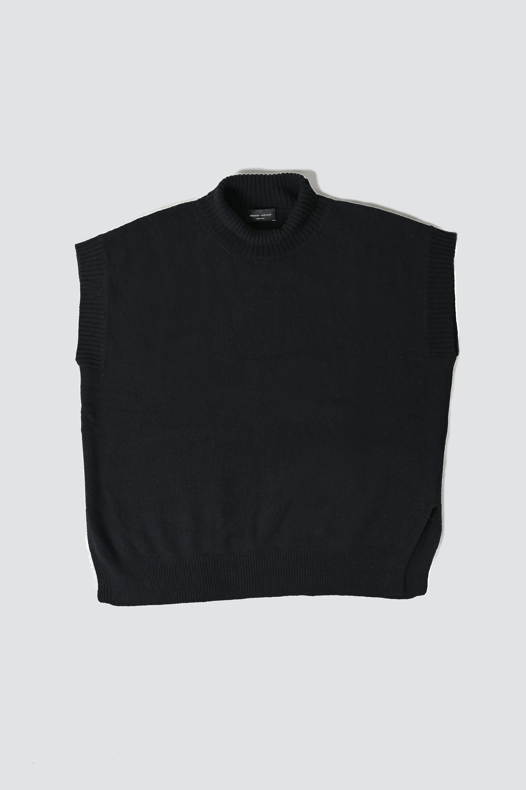 ROBERTO COLLINA LINO KNIT SLIPOVER Nero