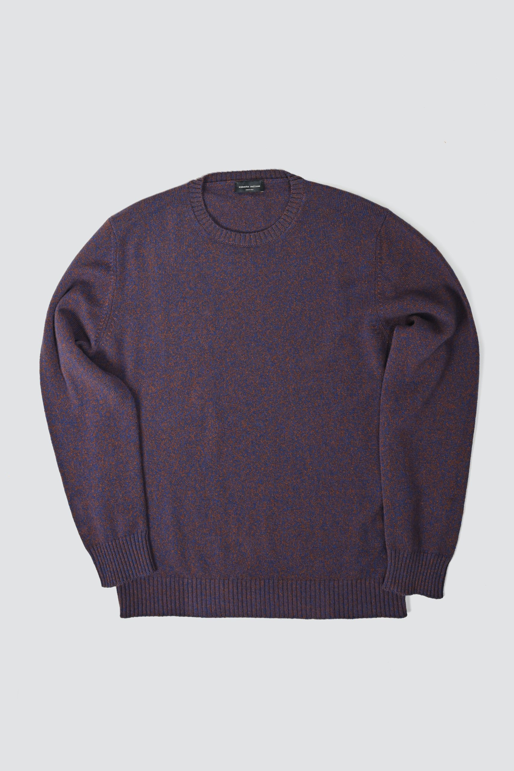 ROBERTO COLLINA Knit MOULINE Roundneck LS Orzo Blue