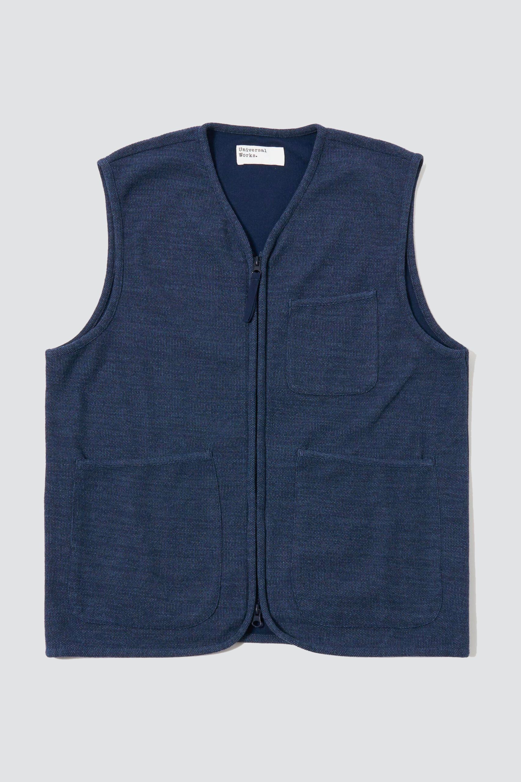 UNIVERSAL WORKS Zip Gilet MAIORCA Jersey blue