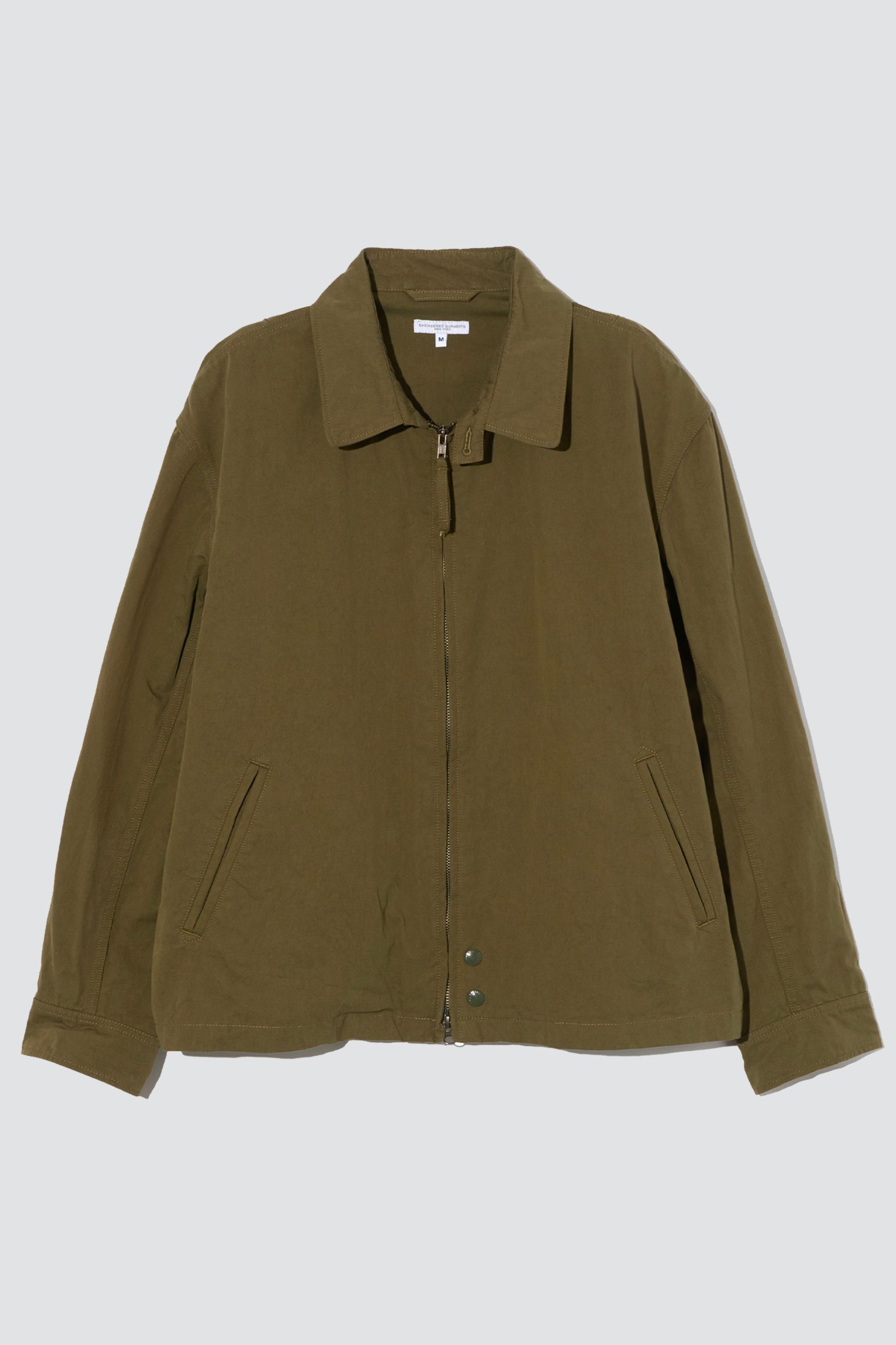 ENGINEERED GARMENTS CLAIGTON Jacket Olive Cotton Sanded Cloth