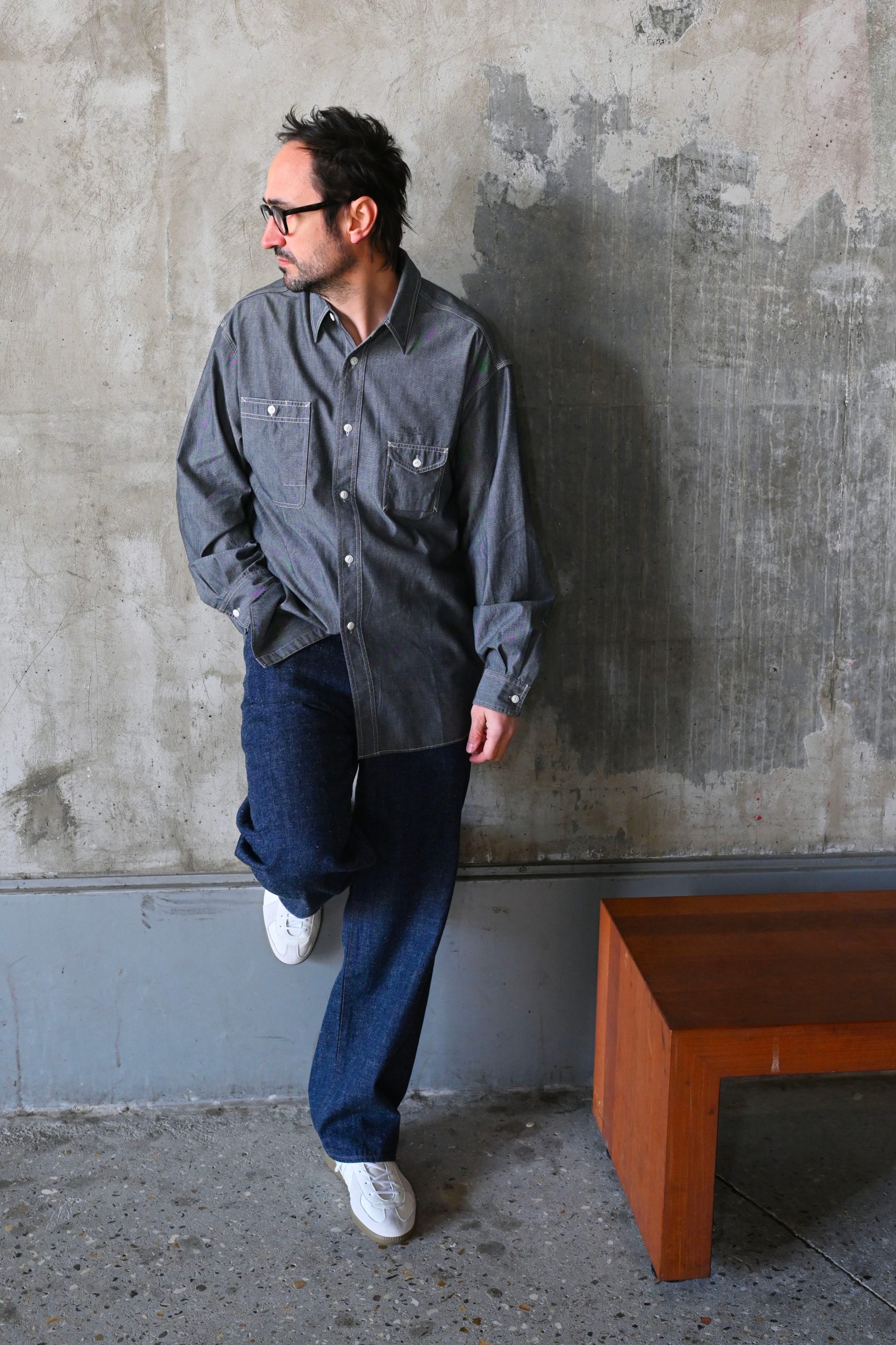 NANAMICA Regular Collar Chambray Shirt Gray