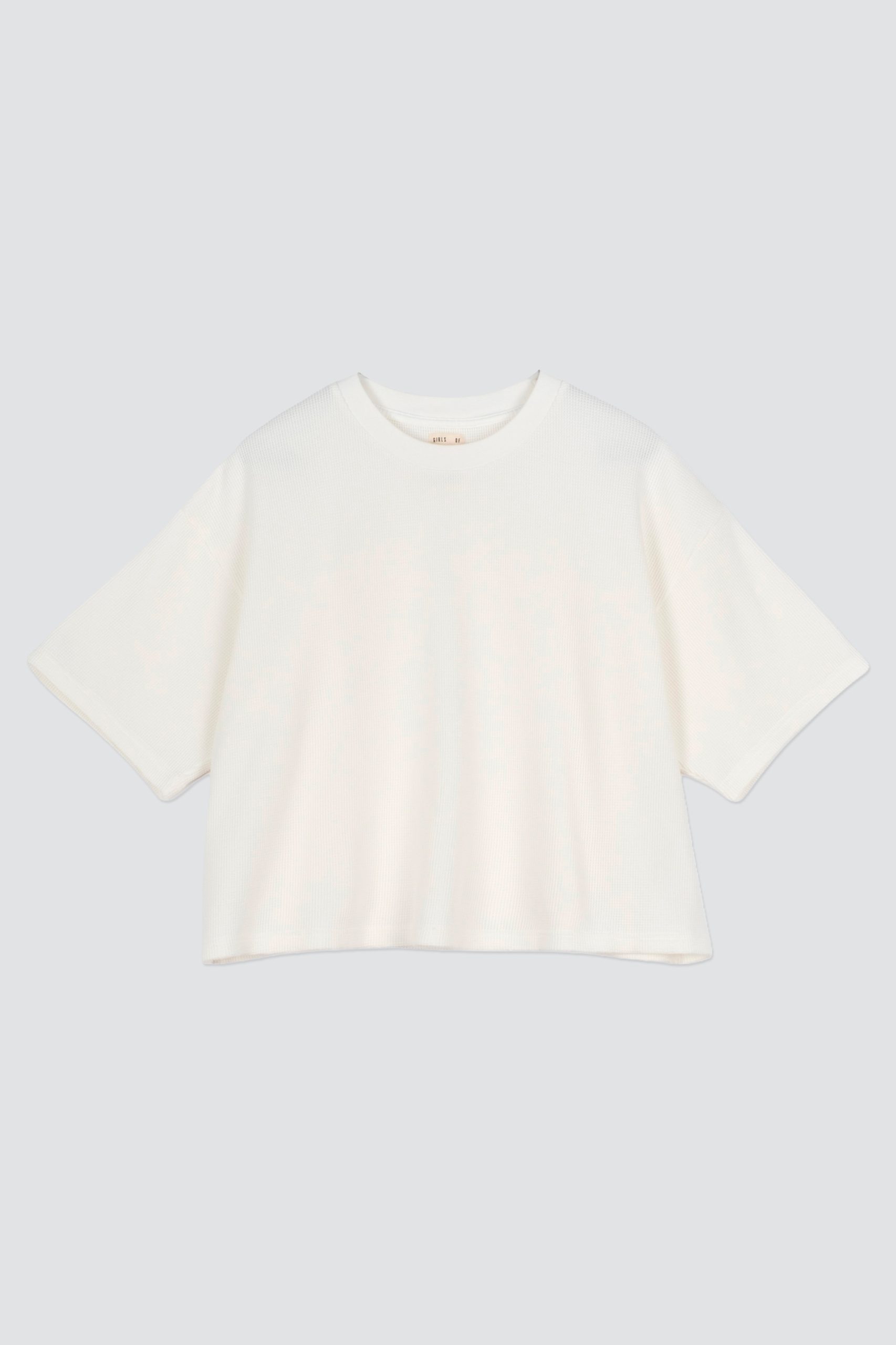 GIRLS OF DUST BIG T Cropped Waffle Jersey Off White