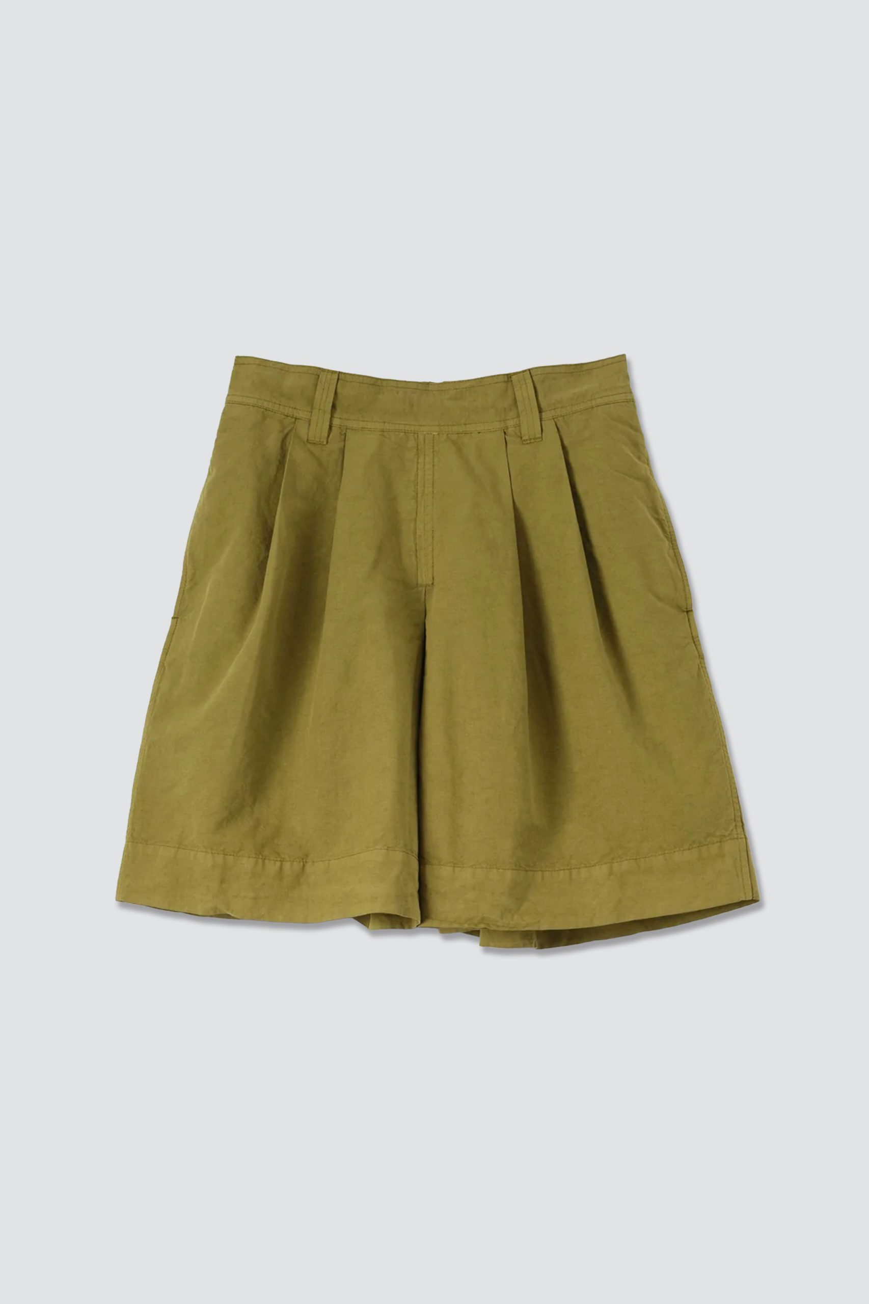 MHL PLEATED Shorts Dry Cotton Linen Light Olive