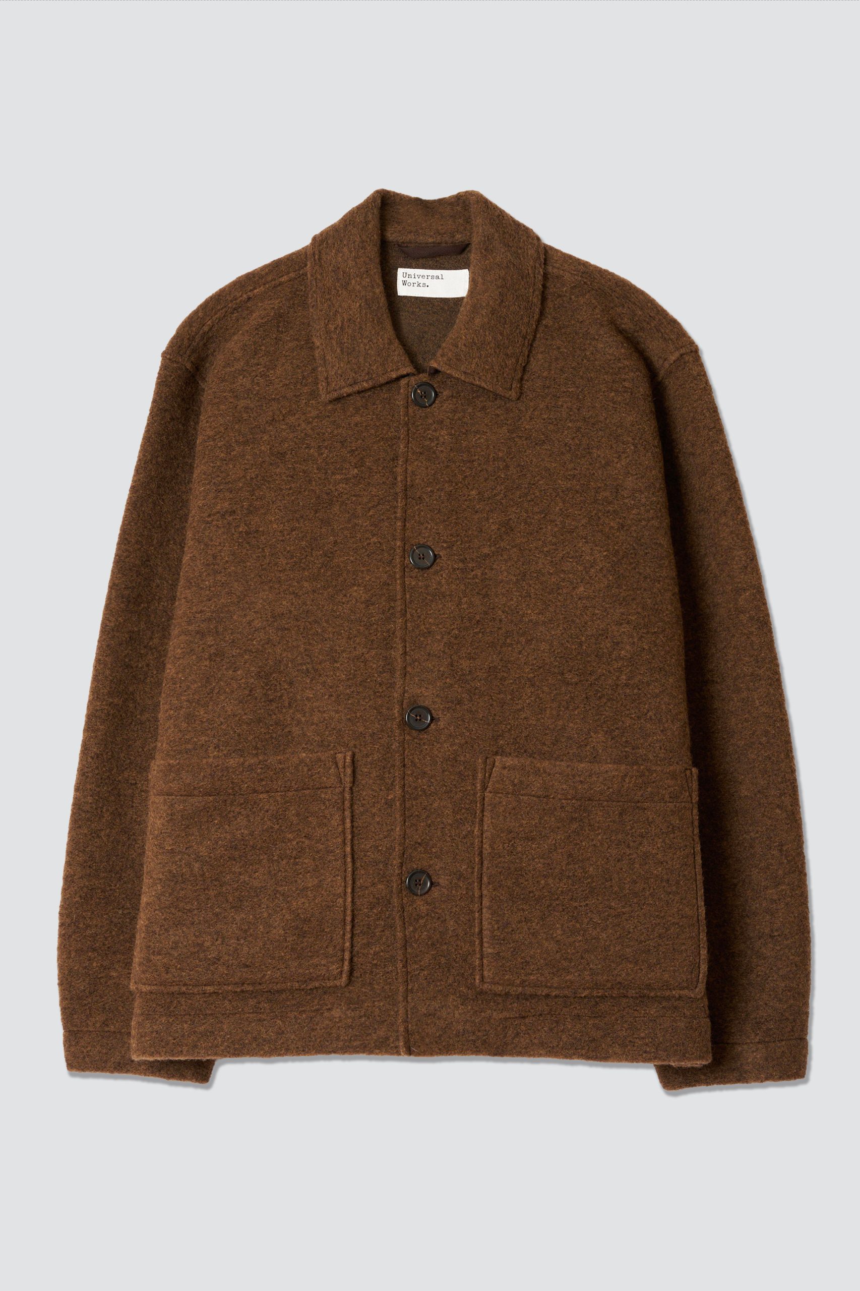 UNIVERSAL WORKS Brown Marl Wool Fleece ADVANCE Cardigan
