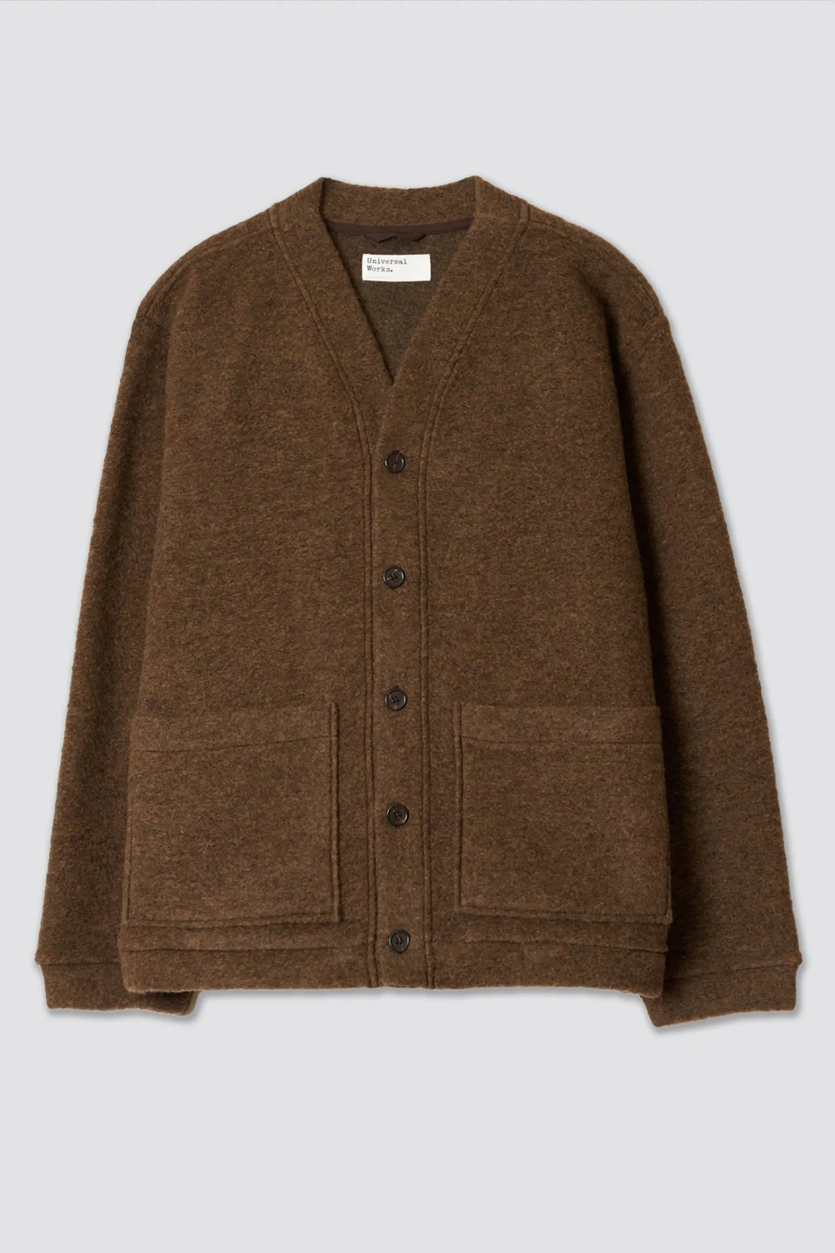 UNIVERSAL WORKS Brown Marl Wool Fleece ADVANCE Cardigan