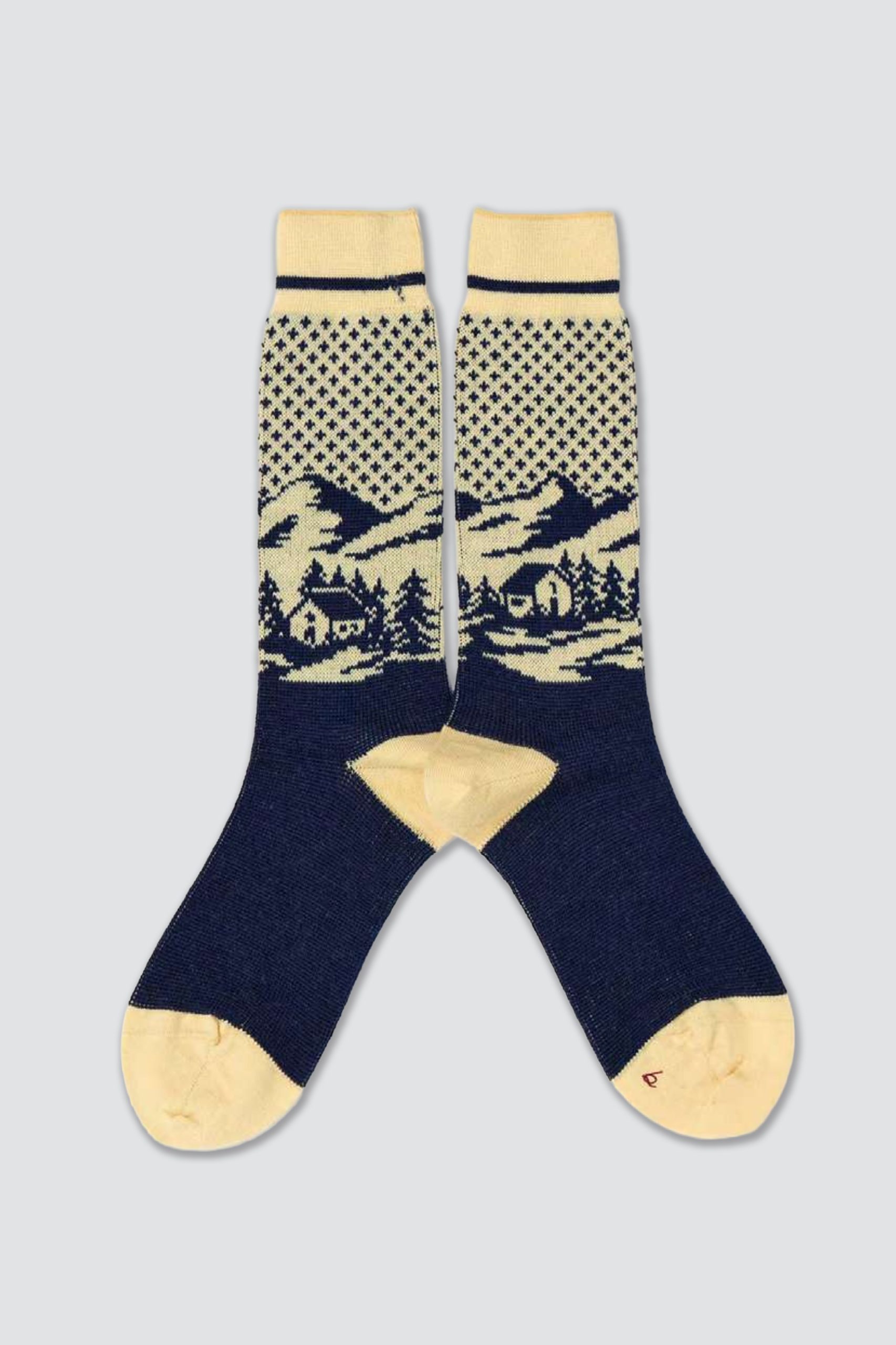 BABACO  BA02-BN77 Landscape Jacquard Socks Navy
