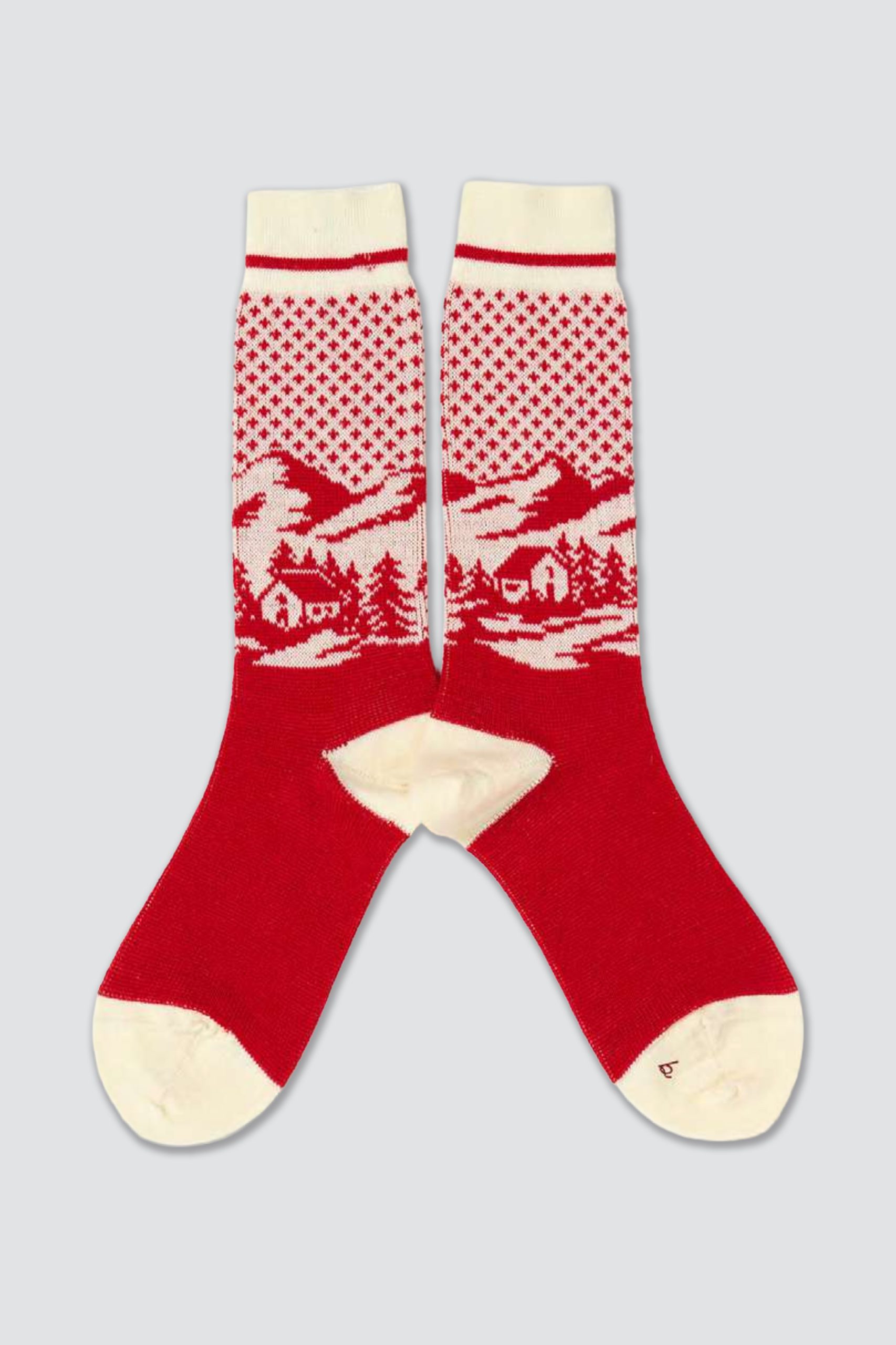 BABACO  BA02-BN77 Landscape Jacquard Socks Tomato