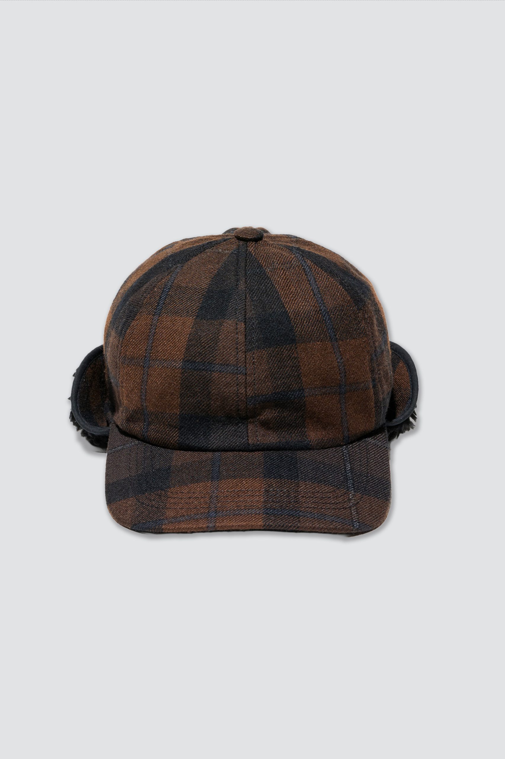 ENGINEERED GARMENTS HUNTING CAP Brown Black Worsted Wool